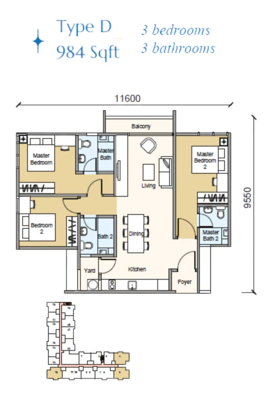Calia Residences Type D floor plan