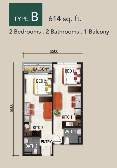 Verte Residence Type B floor plan