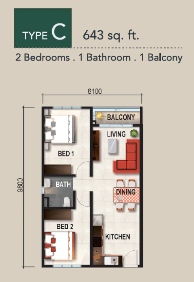 Verte Residence Type C floor plan