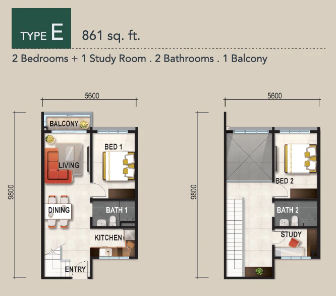 Verte Residence Type E floor plan